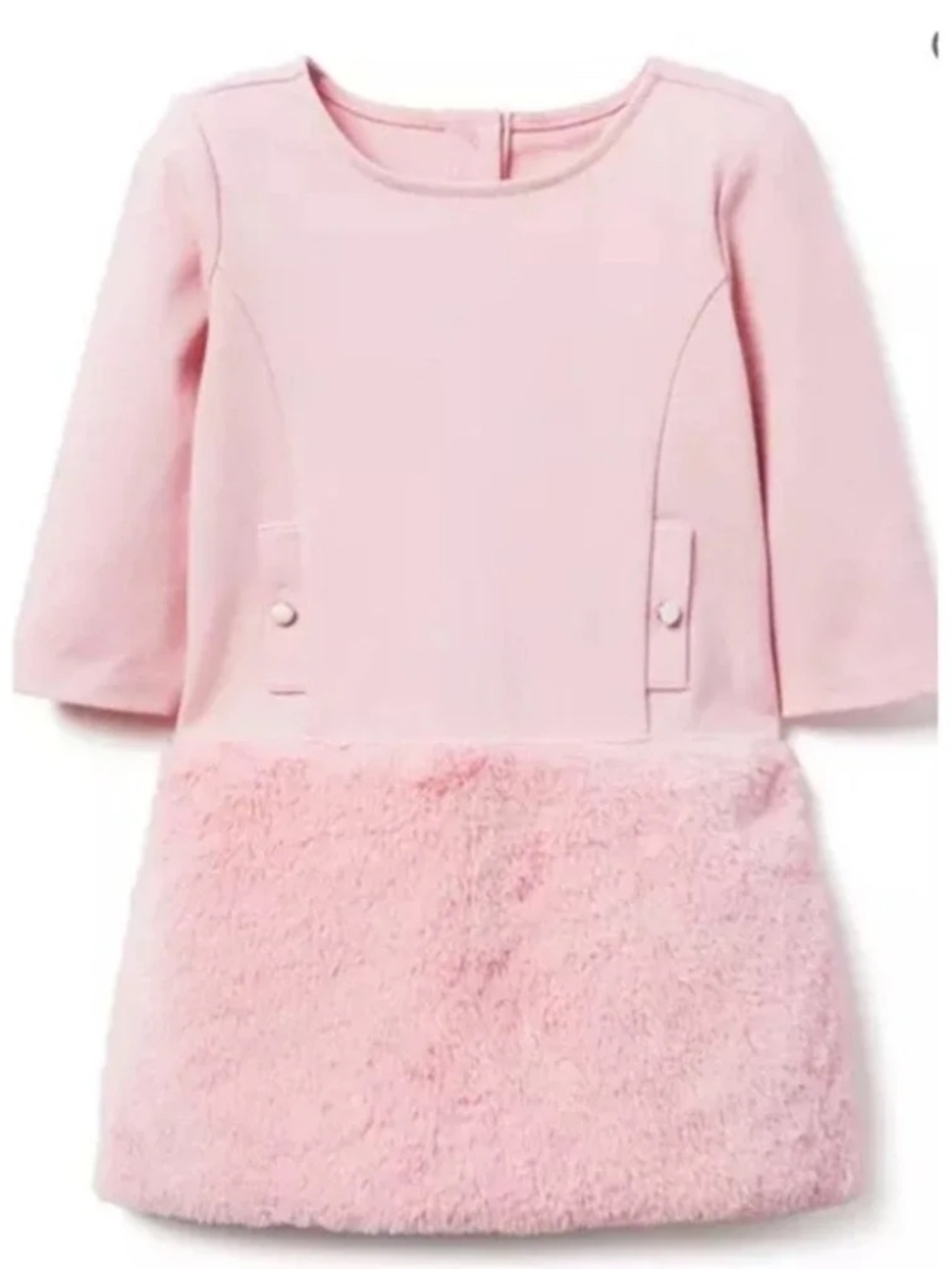 Janie and Jack Faux Fur Trim Ponte Dress Pink Size 12 NWOT